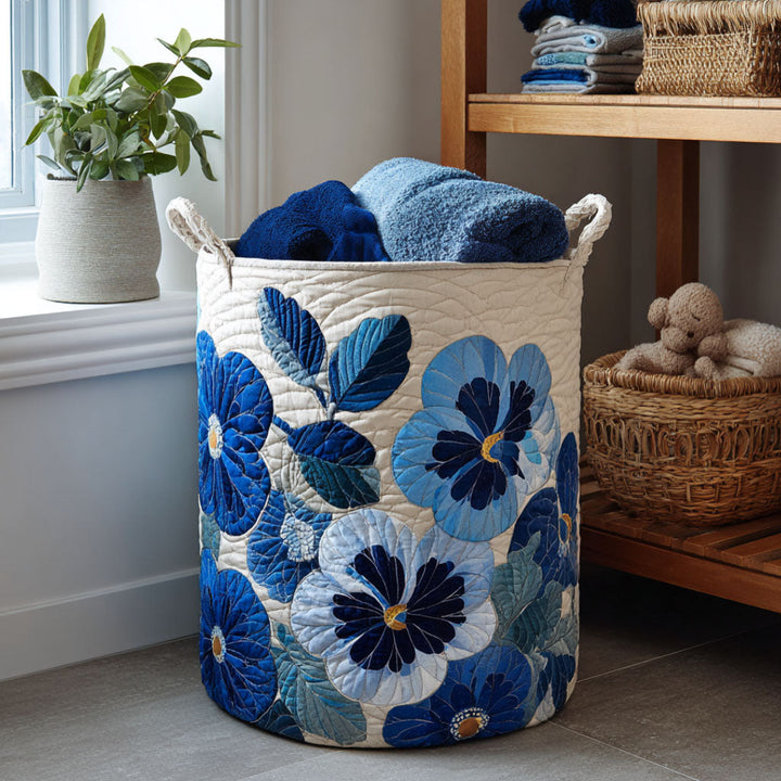 Panier à linge matelassé – Motif floral – vue 1