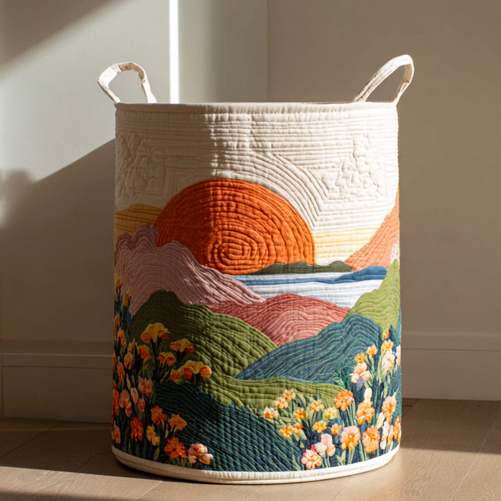 Panier à linge matelassé – Motif floral – vue 1