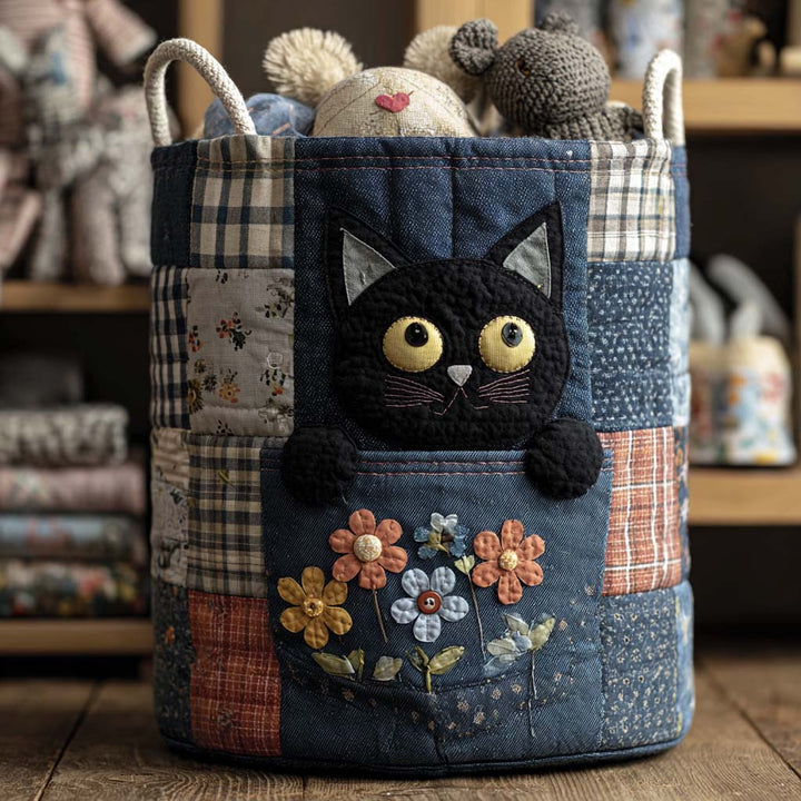 Panier à linge matelassé – Denim matelassé – vue 1