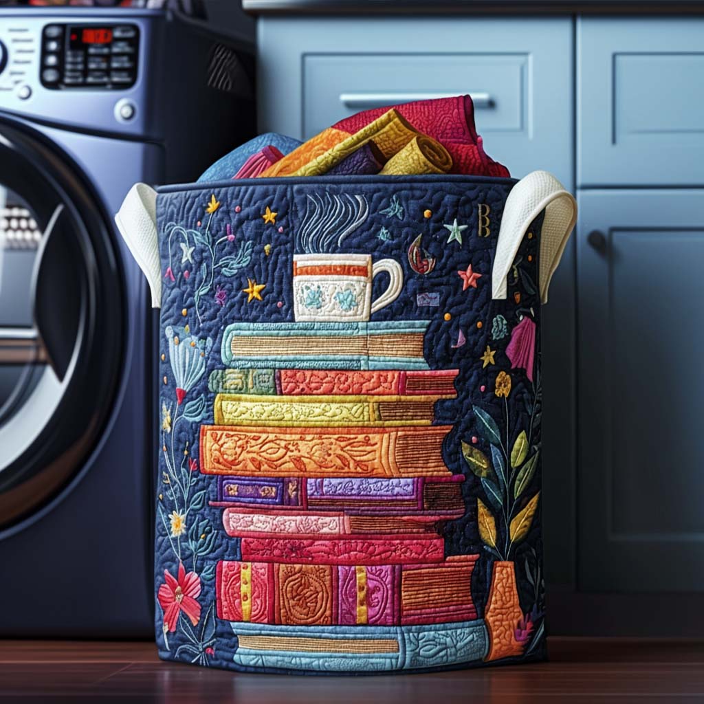 Panier à linge matelassé – Motif littéraire – vue 1