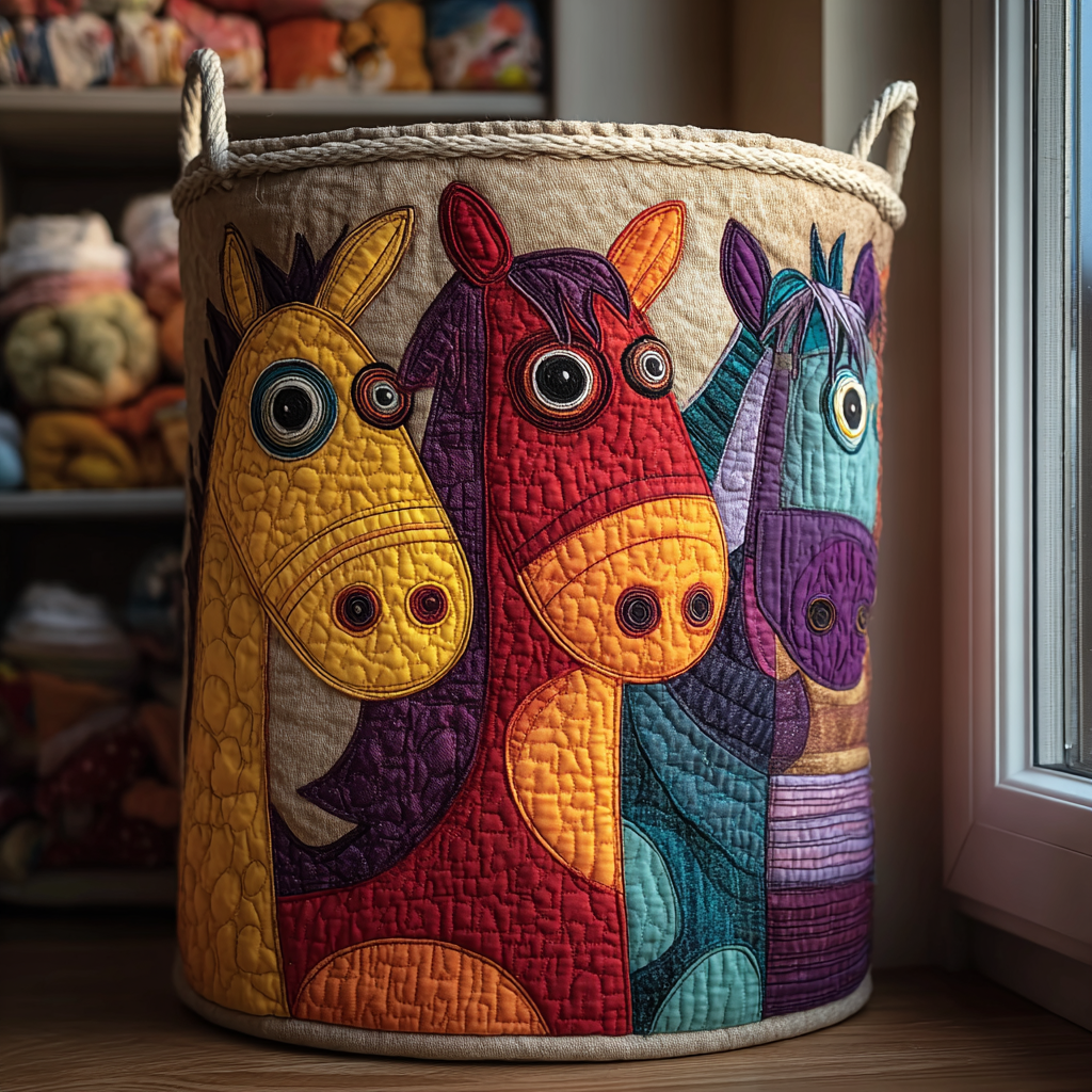 Panier à linge matelassé – Cheval – vue 1