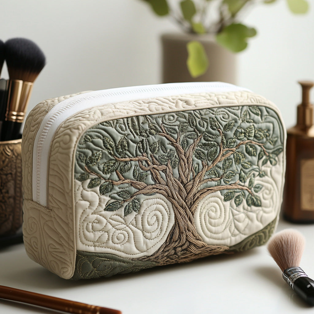 Trousse de maquillage matelassée racines de l’arbre de vie – vue 1 – Maria Milano