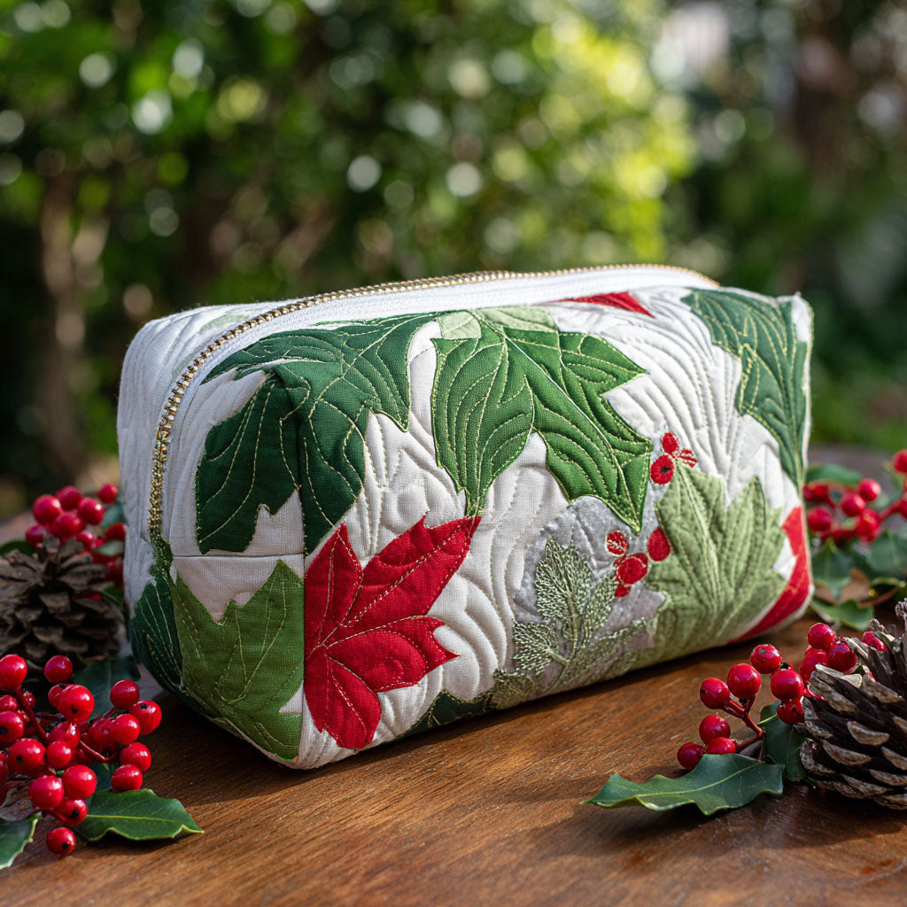 Trousse de maquillage matelassée conifère de Noël – vue 1 – Maria Milano