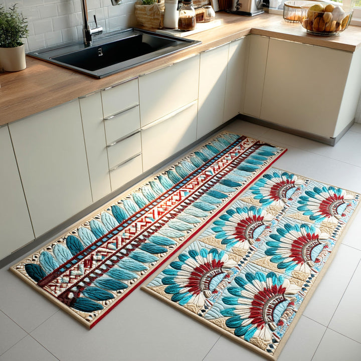 Tapis de cuisine antidérapant – Couronne de plumes