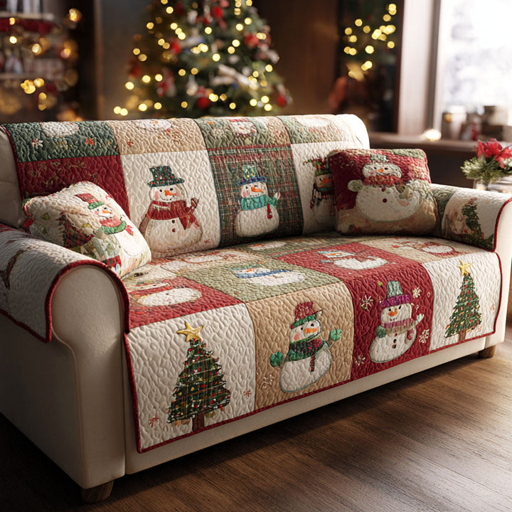Housse de canapé matelassée – Patchwork rustique – image 1