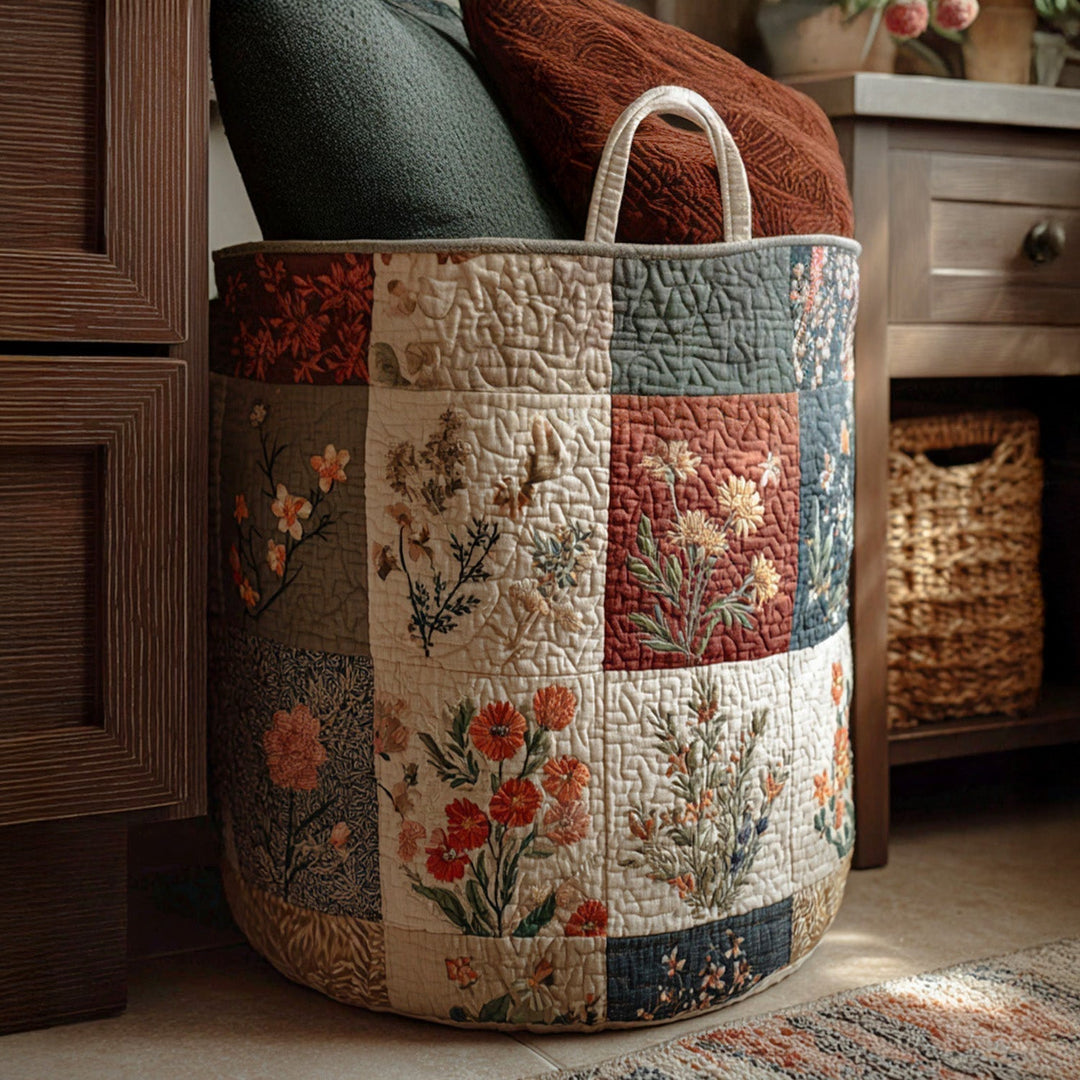Panier à linge matelassé – Motif floral – vue 1