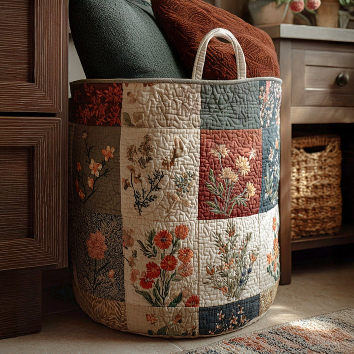 Panier à linge matelassé – Motif floral – vue 1