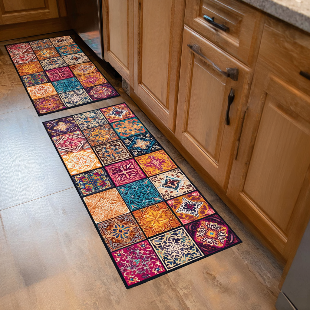 Tapis de cuisine antidérapant – Fleurs délicates