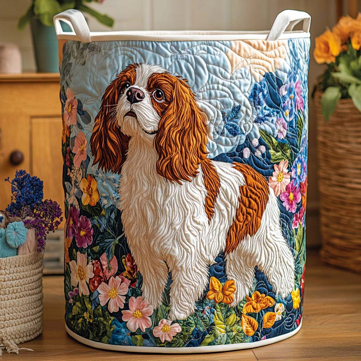 Panier à linge matelassé – Motif floral – vue 1
