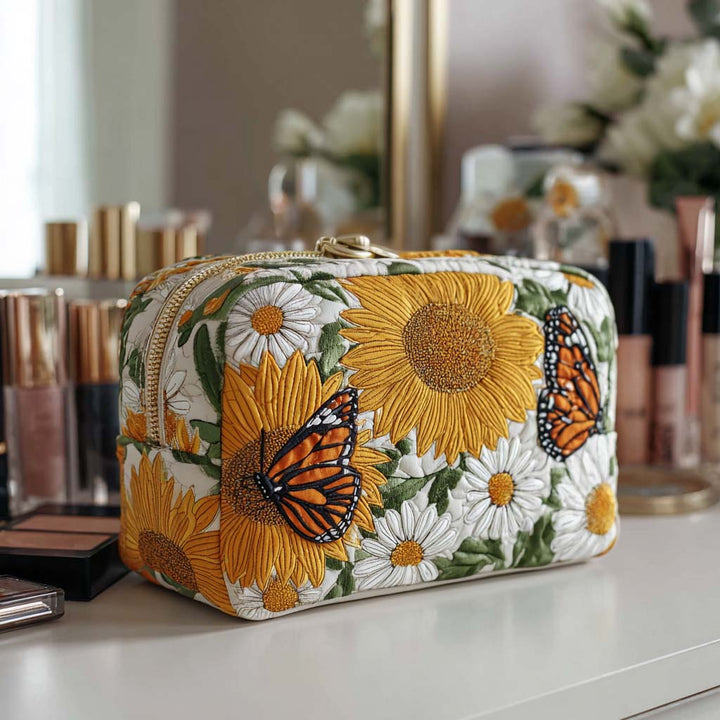 Trousse de maquillage matelassée fleurs lumineuses – vue 1 – Maria Milano