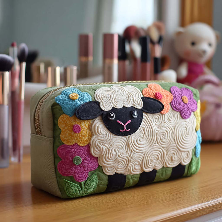 Trousse de maquillage matelassée motif floral – vue 1 – Maria Milano