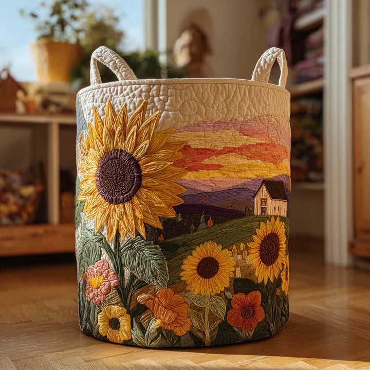 Panier à linge matelassé – Motif floral – vue 1