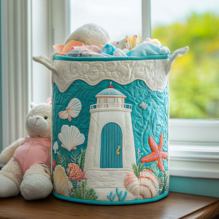 Panier à linge matelassé – Phare en bord de mer