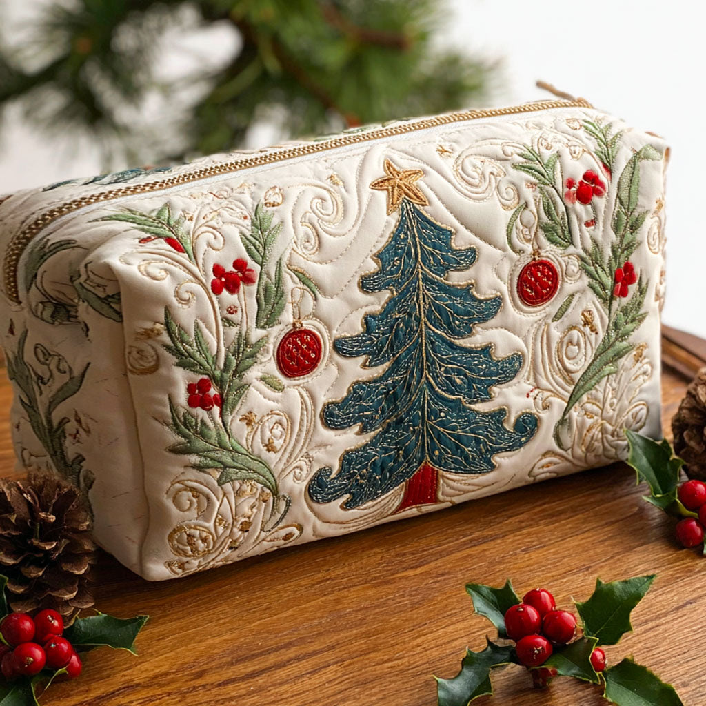 Trousse de maquillage matelassée forêt de Noël – vue 1 – Maria Milano
