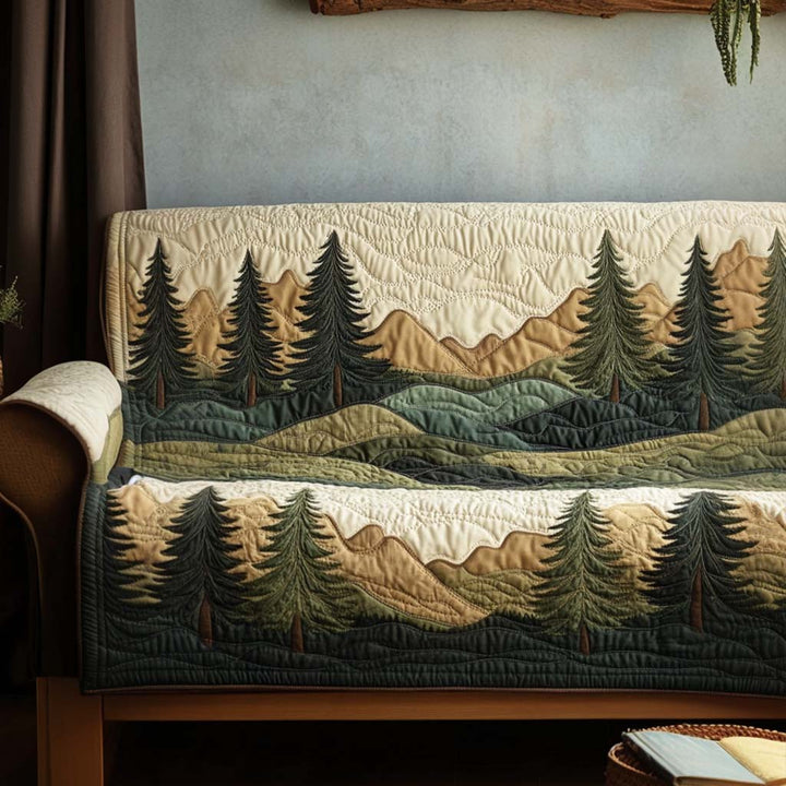 Housse de canapé matelassée – Paysage forestier paisible – image 1