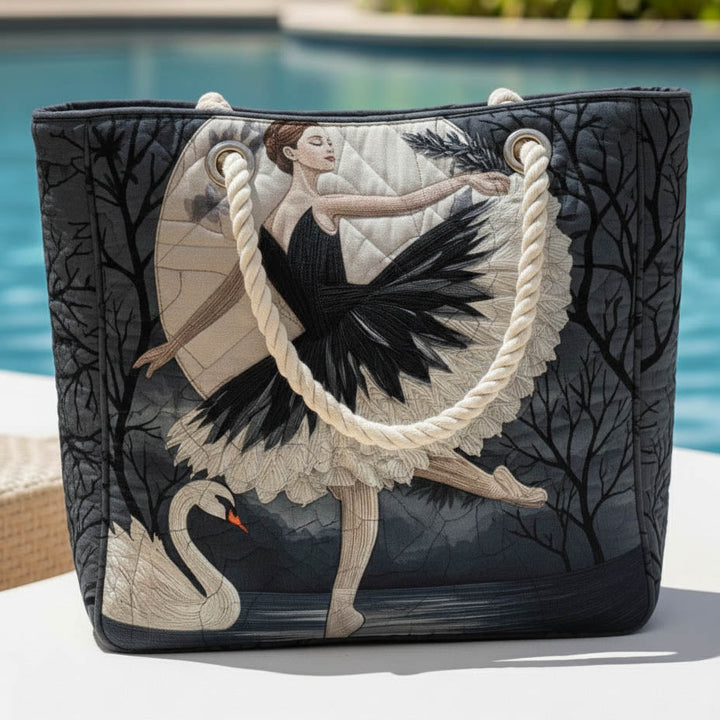 Sac de plage fait main | Danseuse élégante – sac de plage matelassé motif plage, vue 2