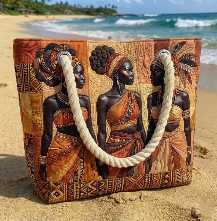 Sac de plage fait main | Éclat des reines de mélanine – sac de plage matelassé motif plage, vue 2
