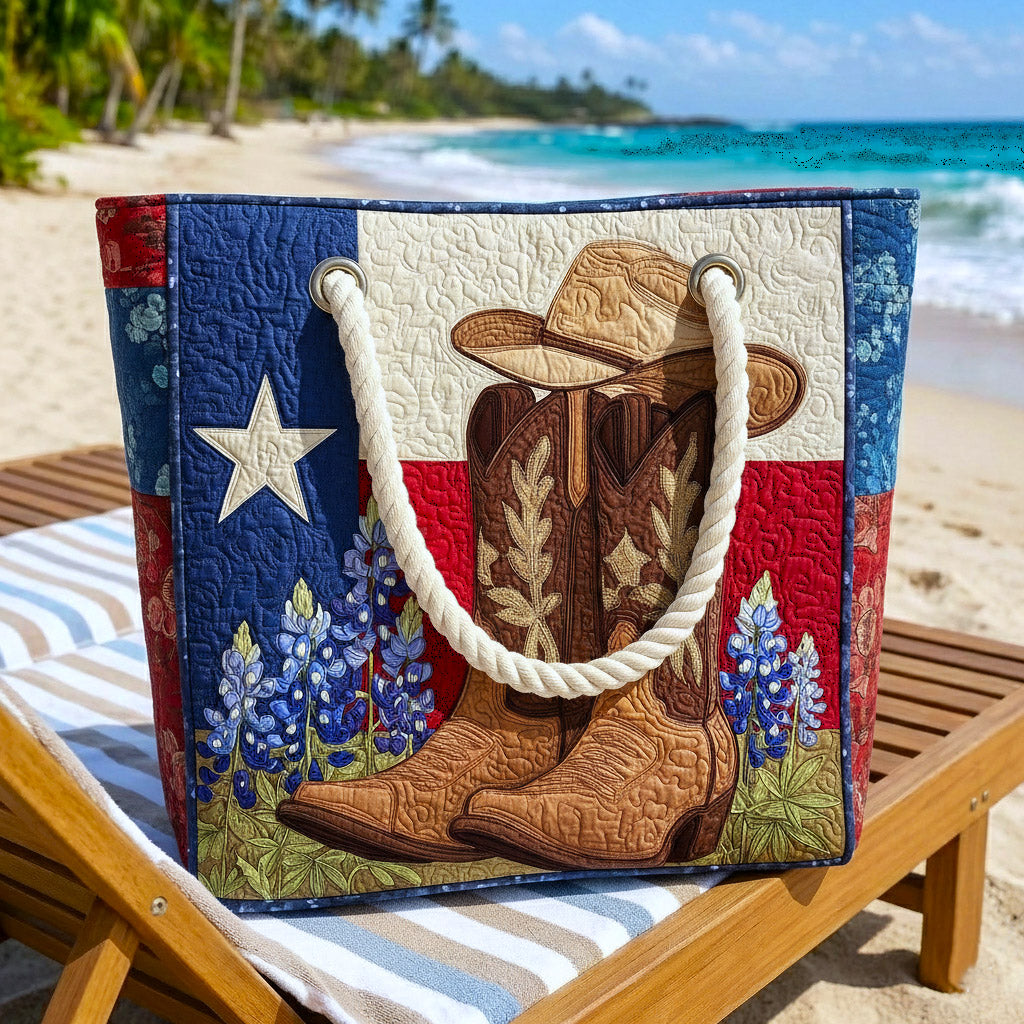 Sac de plage fait main | Fierté du Texas – sac de plage matelassé motif plage, vue 2