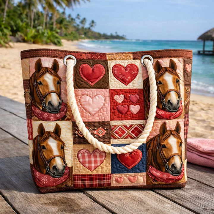 Sac de plage fait main | Coureur des prairies – sac de plage matelassé motif plage, vue 2