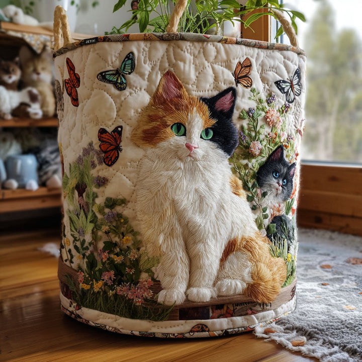 Panier à linge matelassé – Motif floral – vue 1
