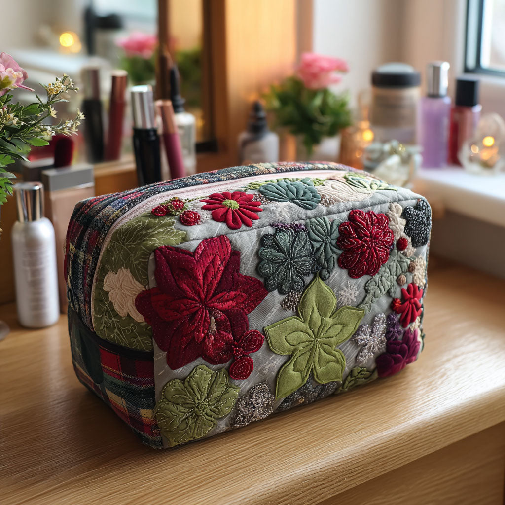 Trousse de maquillage matelassée jardin fleuri – vue 1 – Maria Milano