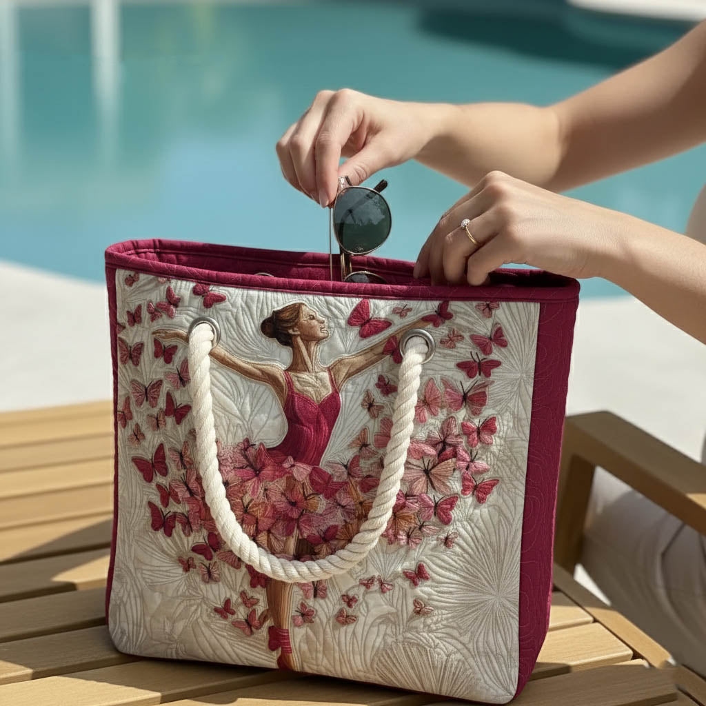 Sac de plage fait main | Danseuse – sac de plage matelassé motif plage, vue 3