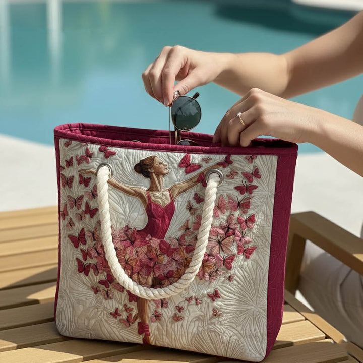 Sac de plage fait main | Danseuse – sac de plage matelassé motif plage, vue 3