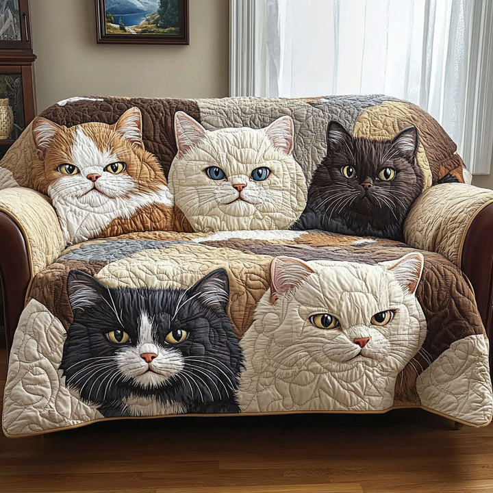 Housse de canapé matelassée – Chat doré – image 1