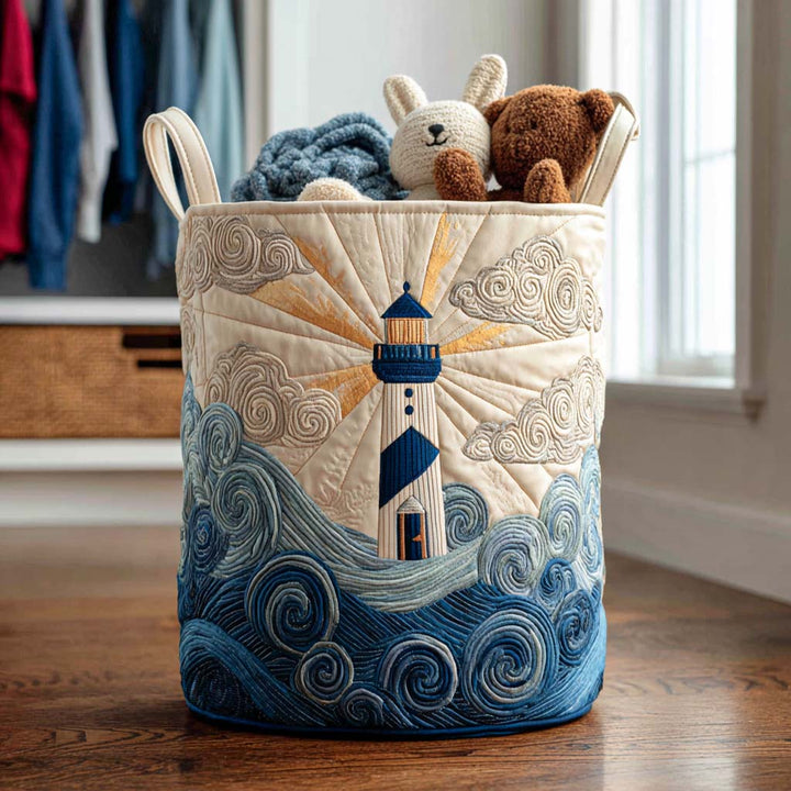 Panier à linge matelassé – Phare en bord de mer