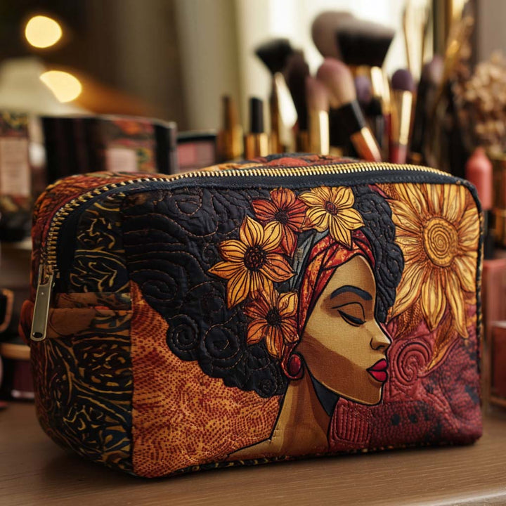 Trousse de maquillage matelassée couronne dorée – vue 1 – Maria Milano
