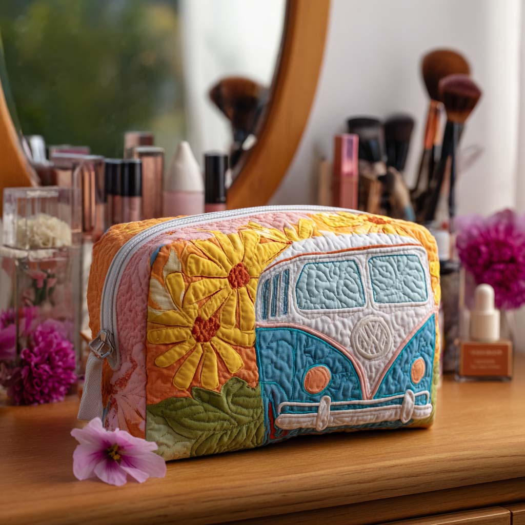 Trousse de maquillage matelassée horizon doré – vue 1 – Maria Milano