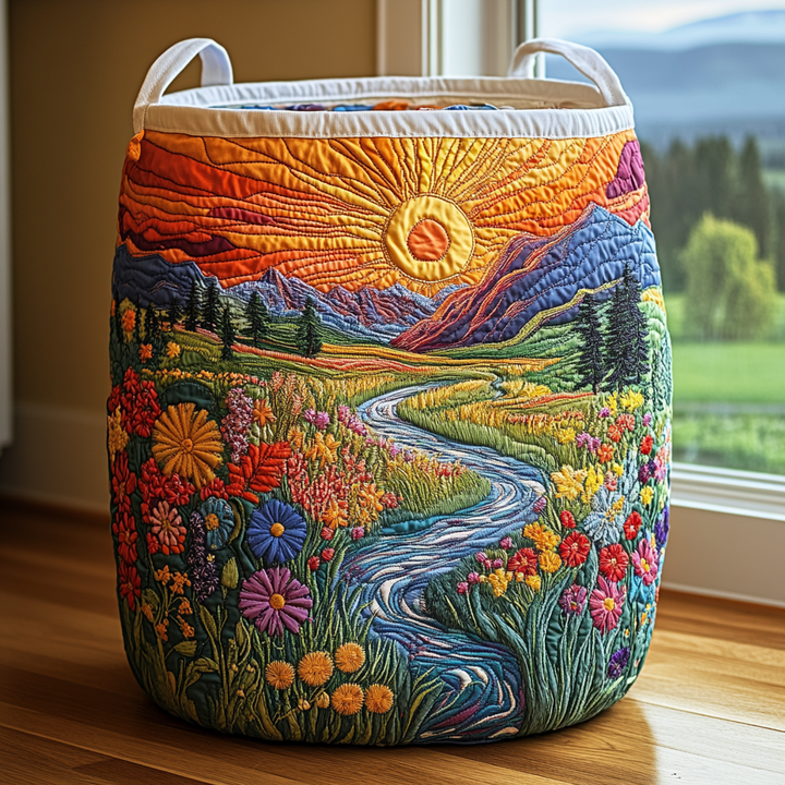 Panier à linge matelassé – Motif floral – vue 1