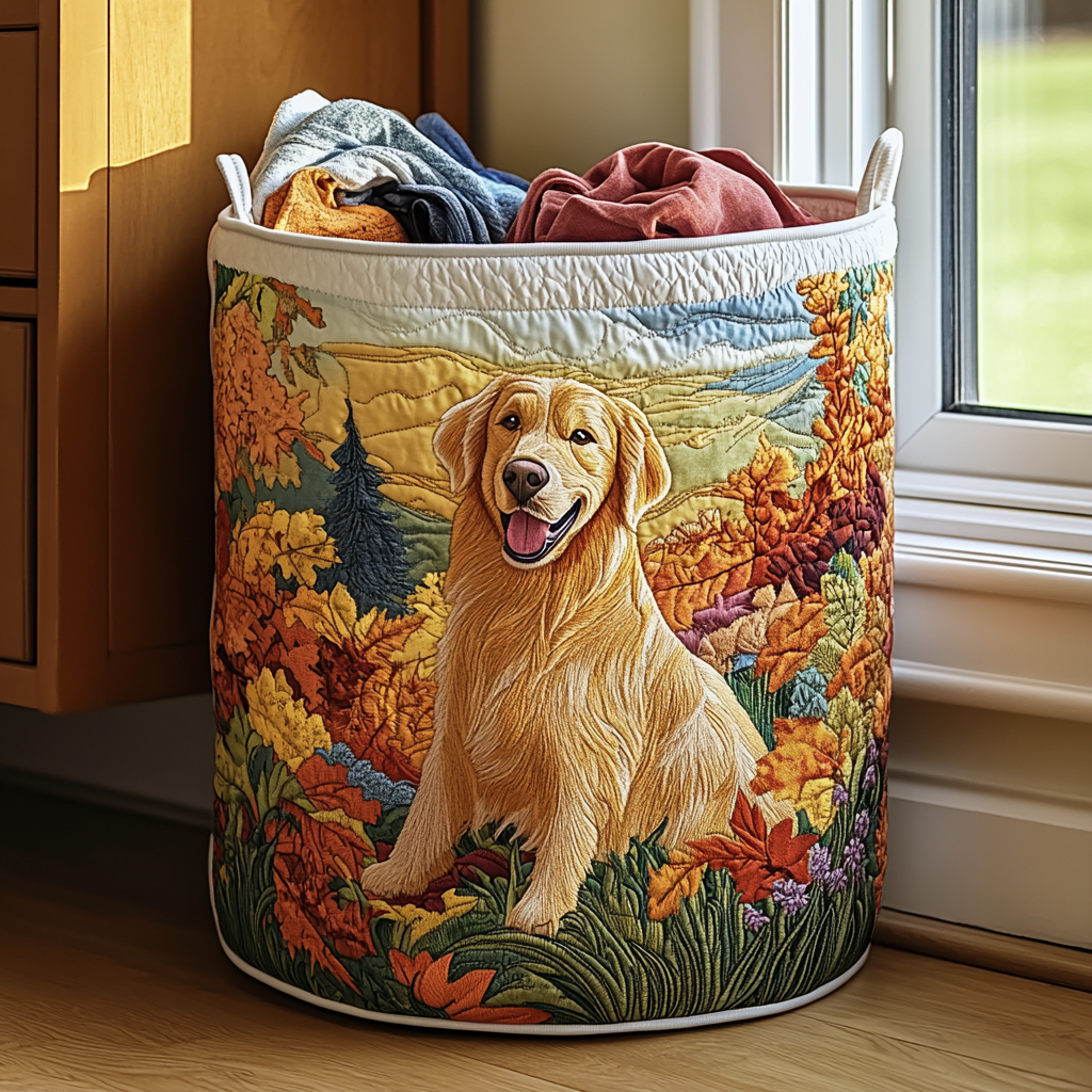 Panier à linge matelassé – Motif chiens – vue 1