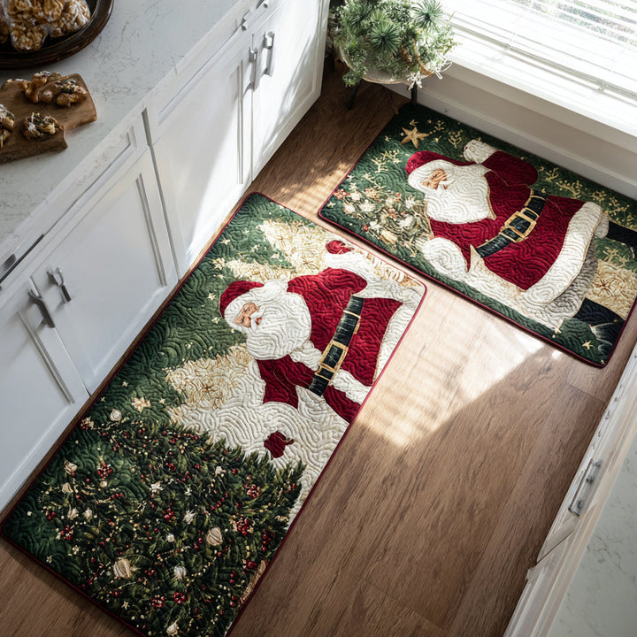 Tapis de cuisine antidérapant – Père Noël doré