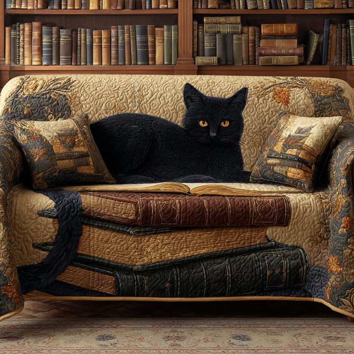 Housse de canapé matelassée – Chat doré – image 1