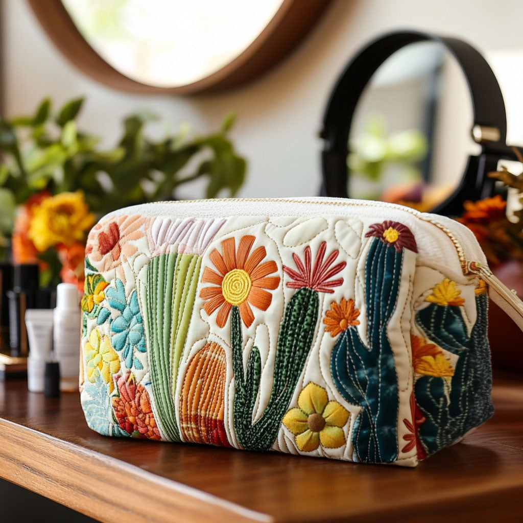 Trousse de maquillage matelassée cactus vert – vue 1 – Maria Milano