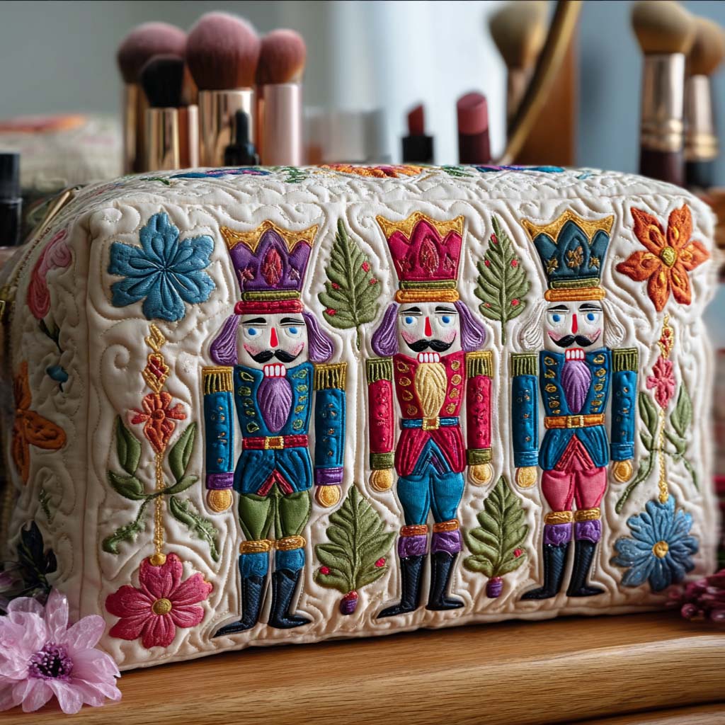 Trousse de maquillage matelassée casse-noisette de Noël – vue 1 – Maria Milano