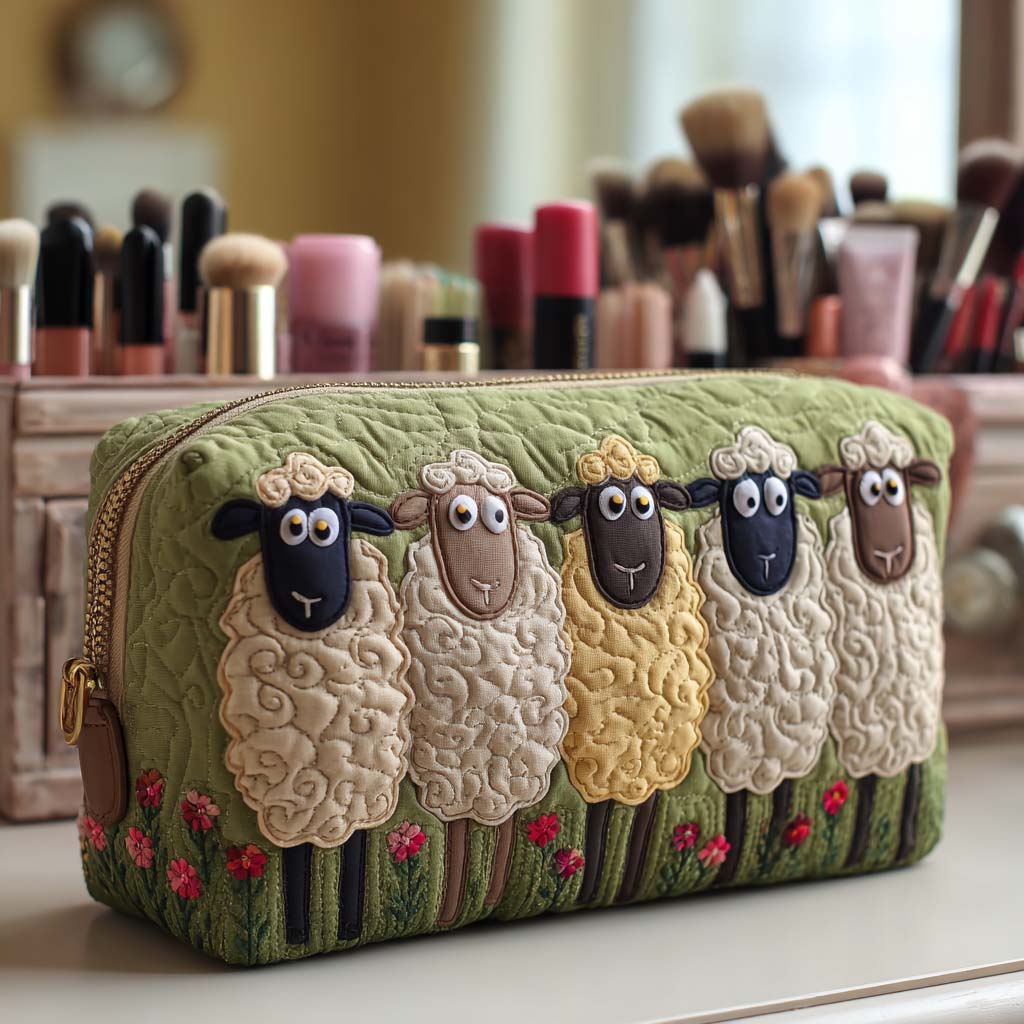 Trousse de maquillage matelassée moutons – vue 1 – Maria Milano