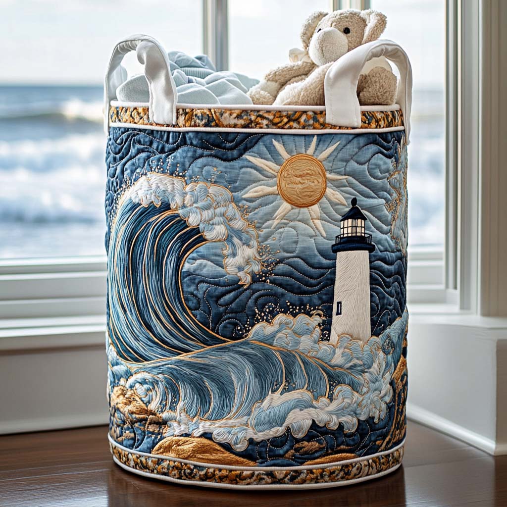 Panier à linge matelassé – Phare en bord de mer – vue 4