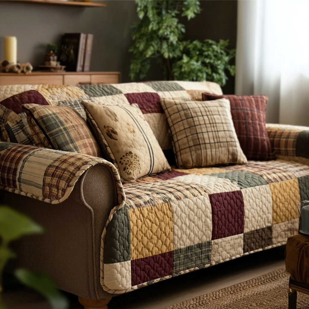 Housse de canapé matelassée – Patchwork rustique – image 10