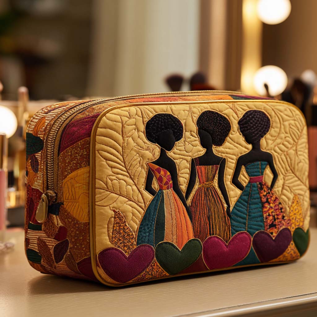 Trousse de maquillage matelassée cœurs de l’amitié – vue 1 – Maria Milano