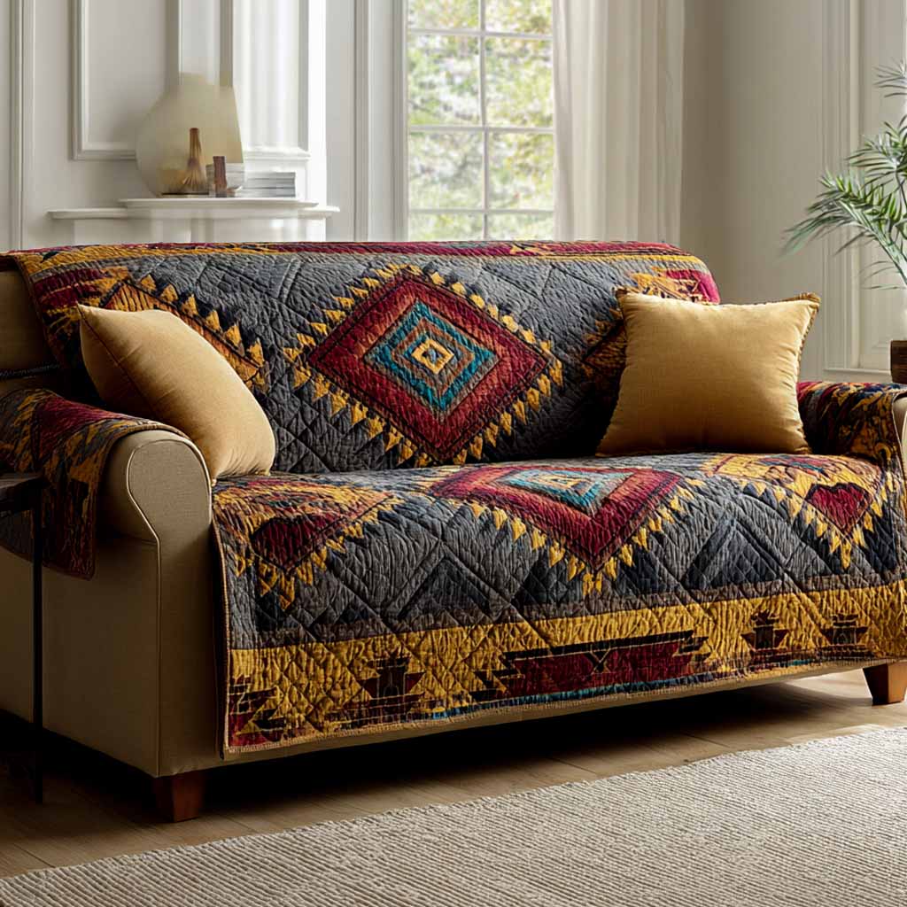 Housse de canapé matelassée – Motif classique à losanges – image 1