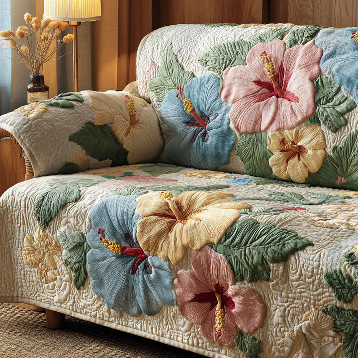 Housse de canapé matelassée – Hibiscus – image 1
