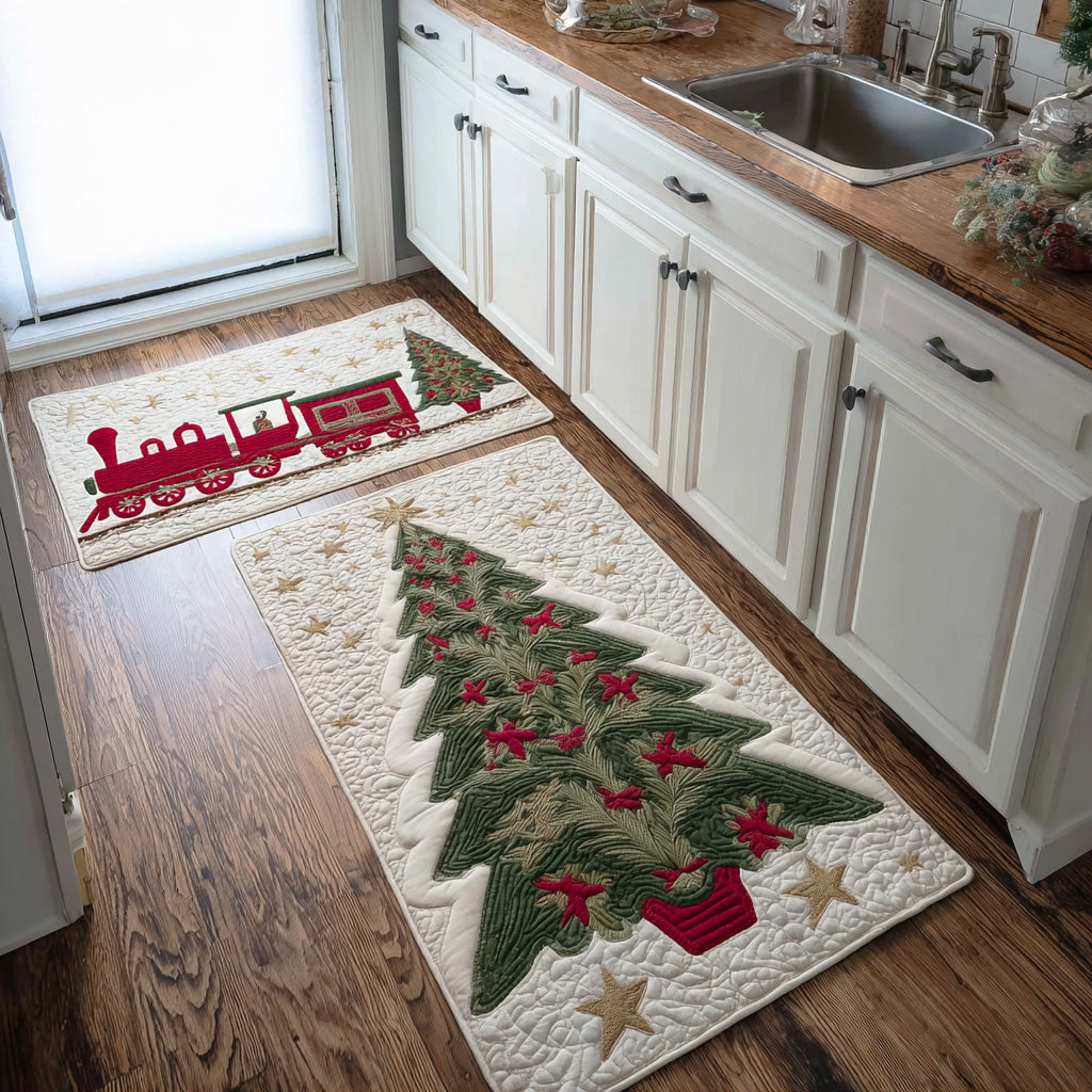 Tapis de cuisine antidérapant – Arbre et sapin de Noël