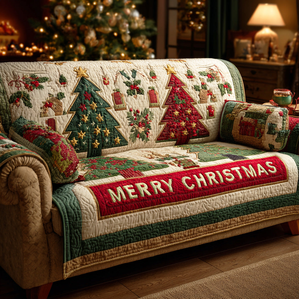 Housse de canapé matelassée – Étincelles de Noël – image 1