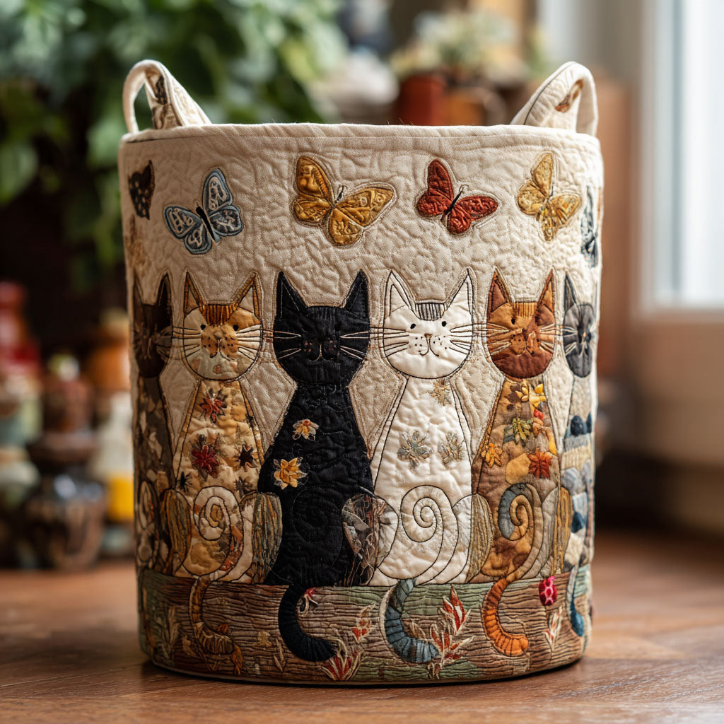 Panier à linge matelassé – Chats – vue 1