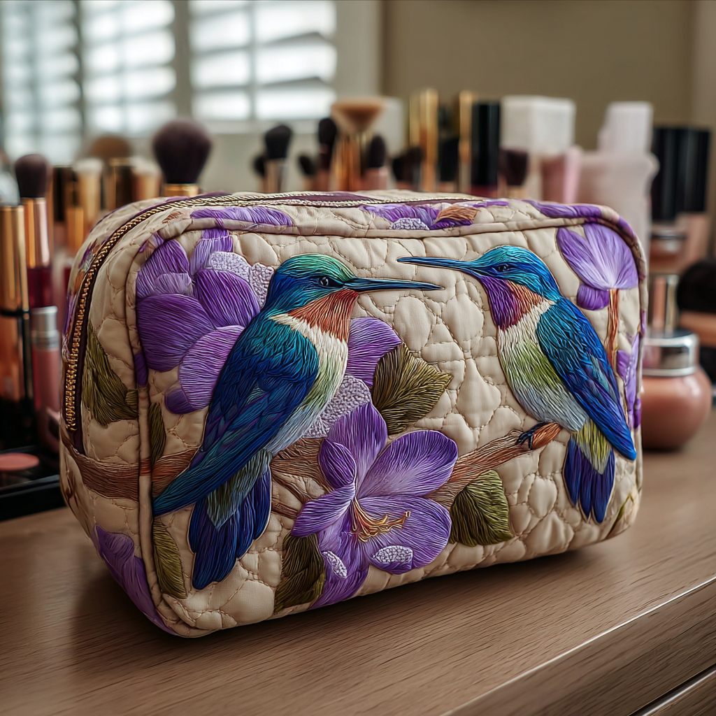 Trousse de maquillage matelassée colibri délicat – vue 1 – Maria Milano