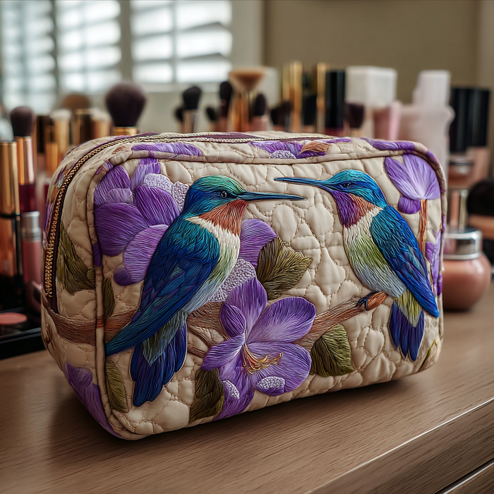 Trousse de maquillage matelassée colibri délicat – vue 1 – Maria Milano