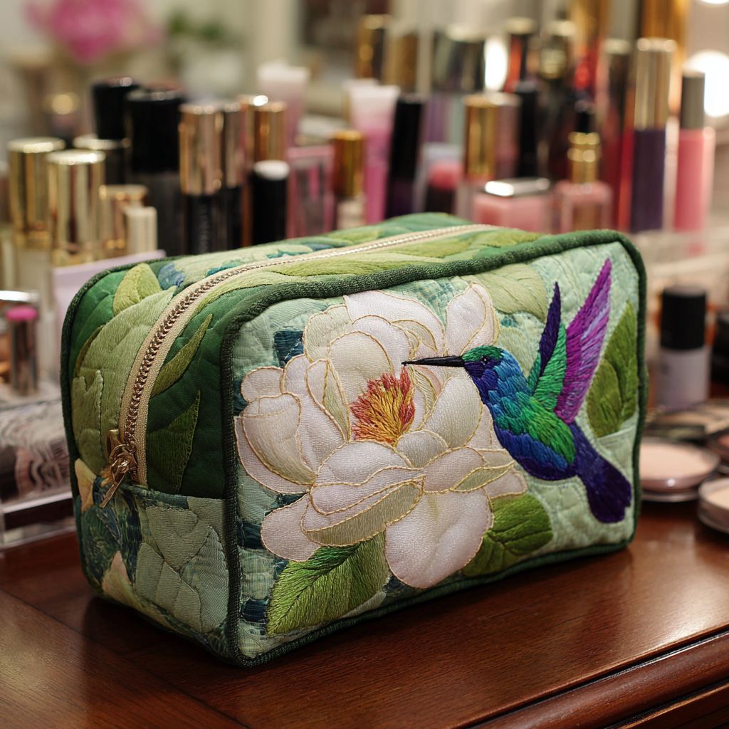 Trousse de maquillage matelassée colibri – vue 1 – Maria Milano
