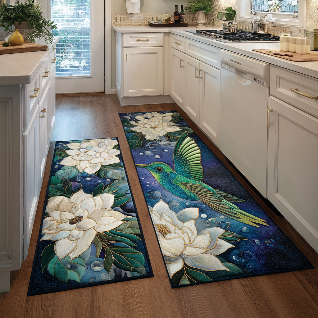 Tapis de cuisine antidérapant – Colibri et ambiance légère